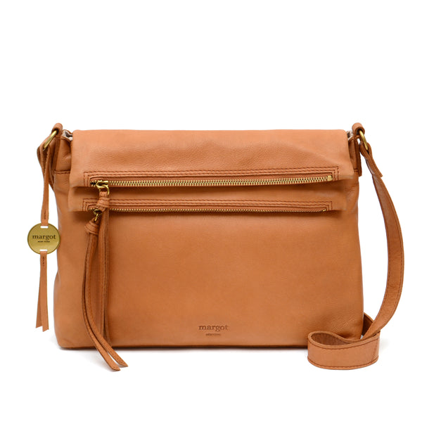 Mickey Double Zip Crossbody in Cognac – Margot New York