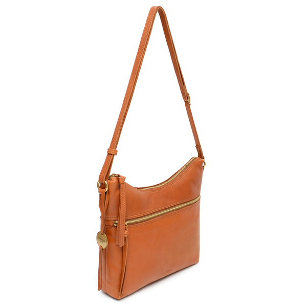 Mary Scoop Double Zipper in Cognac