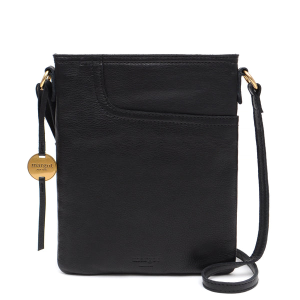 black leather crossbody backpack Split Pocket Crossbody in Black