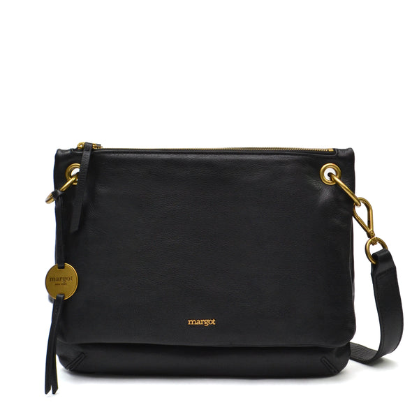 Margot Genuine Leather Womens Crossbody Bag Black