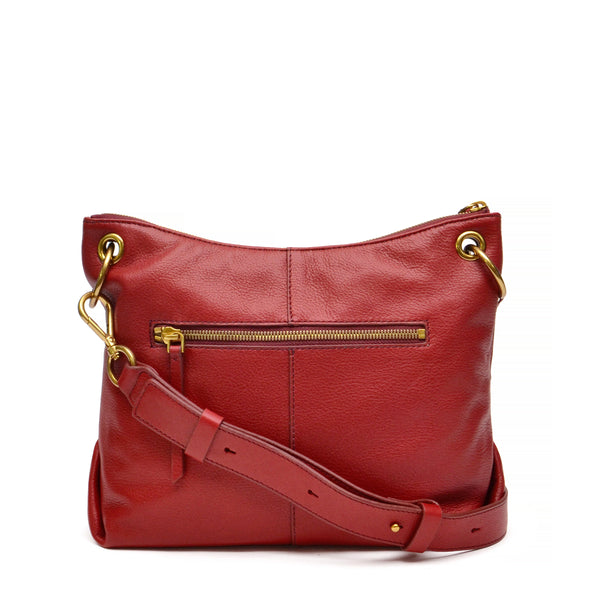 Red leather crossbody on sale purse