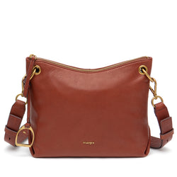 Margot New York Genuine Leather Golden Brown Crossbody Bag Purse Medium