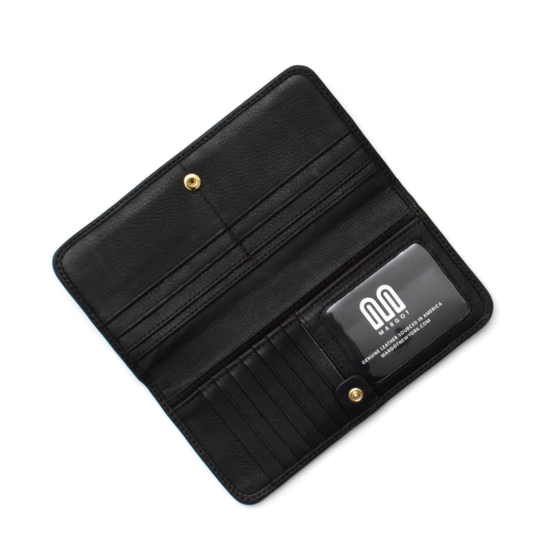 Dara Long Sleek Wallet is Black