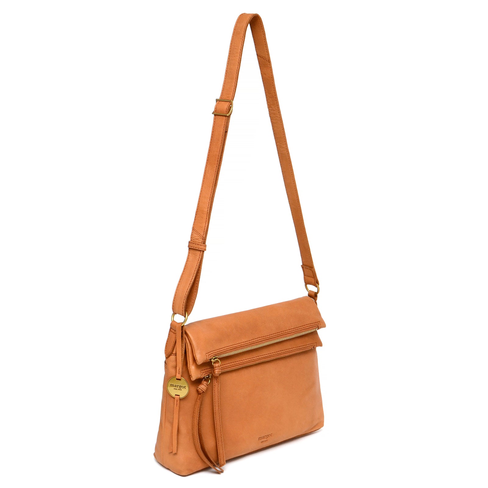 Mickey Double Zip Crossbody in Cognac – Margot New York
