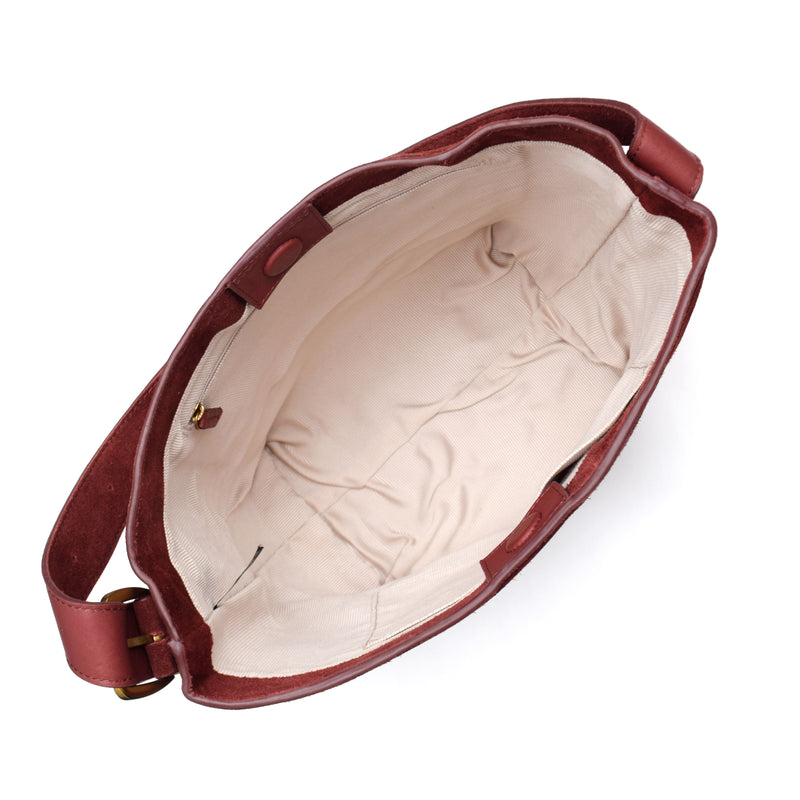Kaye Bucket Tote in Suede Claret