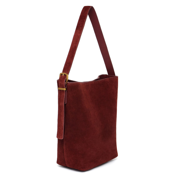 Kaye Bucket Tote in Suede Claret