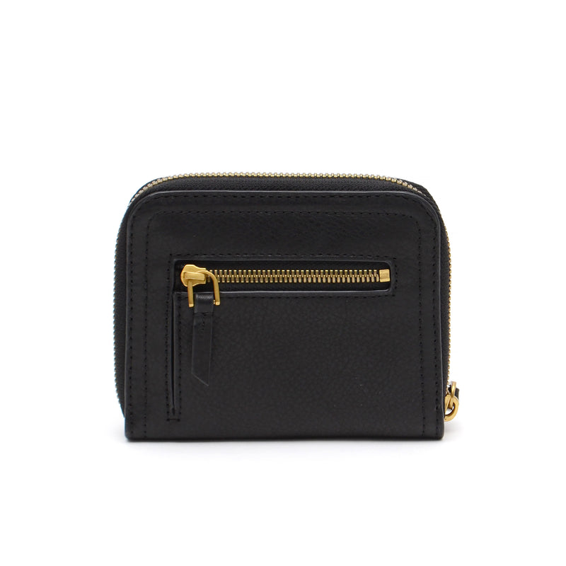 Compact Leather Zip Pouch Wallet in Black Color – OCULT