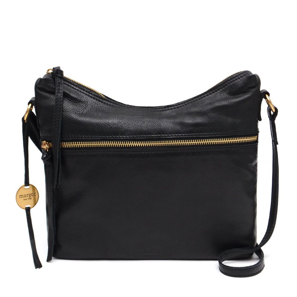 Margot Black Leather Adjustable Women's Crossbody Purse