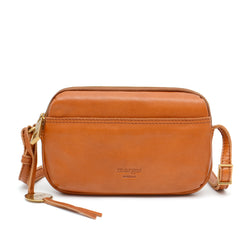 Margot New York Leather Crossbody Handbag Womens Brown Zip Top Adjustable  Strap