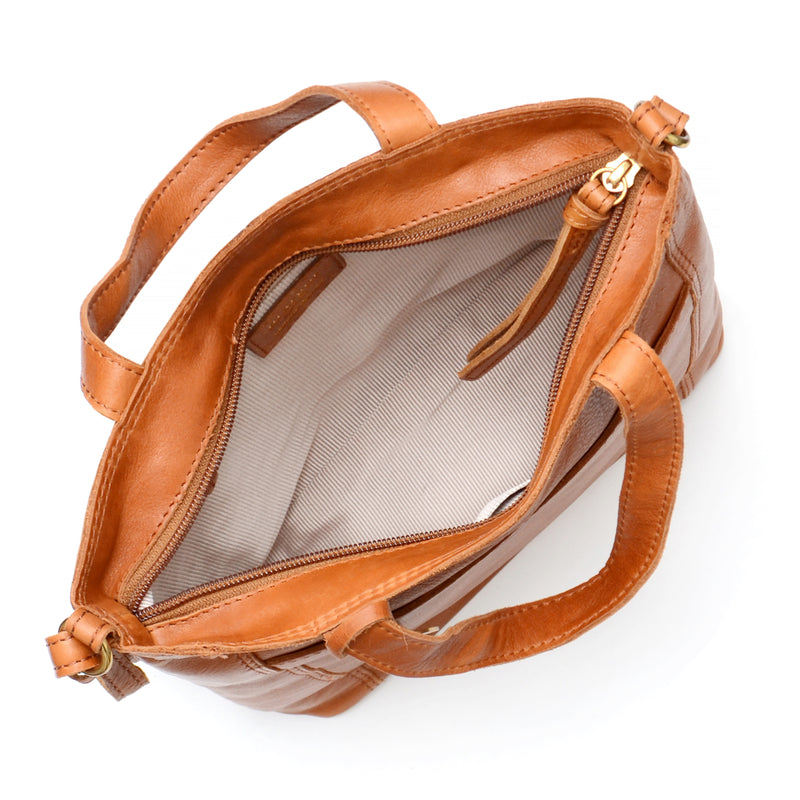 New Margot Robbie Fold over Crossbody Bag Cognac Leather Converts to Clutch