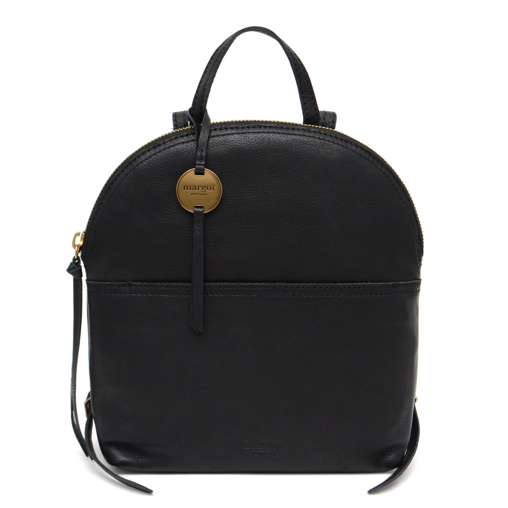 balck leather backpack purse Camille Backpack in Black