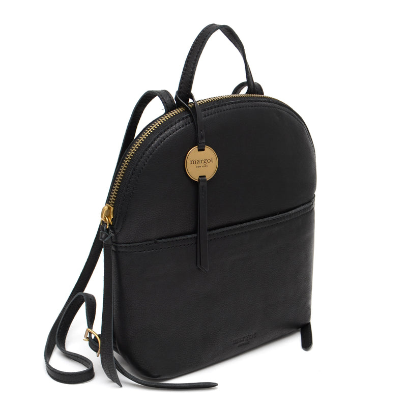 margot, Bags, Margot New York Black Dome Leather Backpack