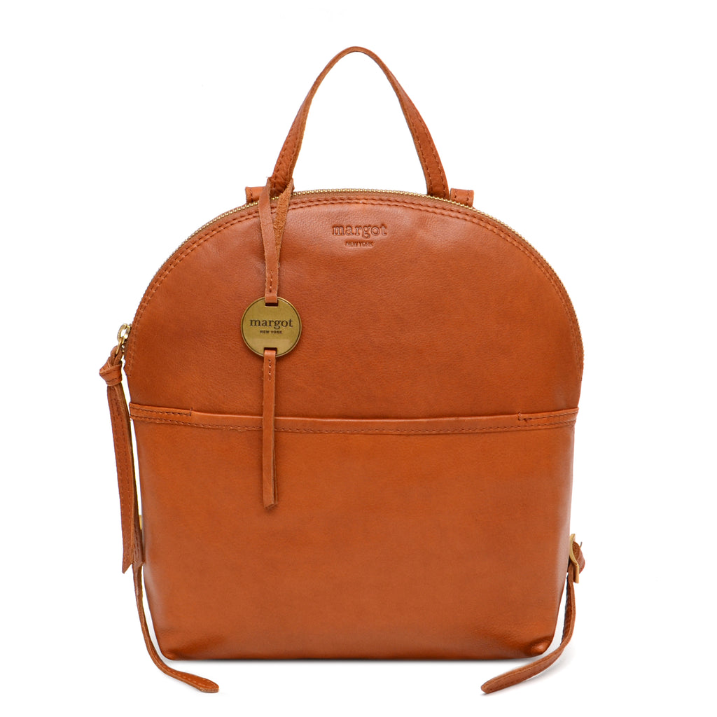 Margot New York Camille Turnlock Leather Backpack Stressed Soft
