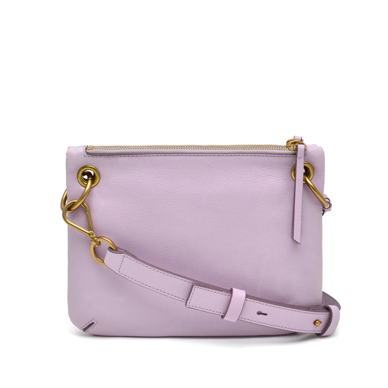 Margot Kiera Small Double Zip Leather Crossbody Bag - Lavender