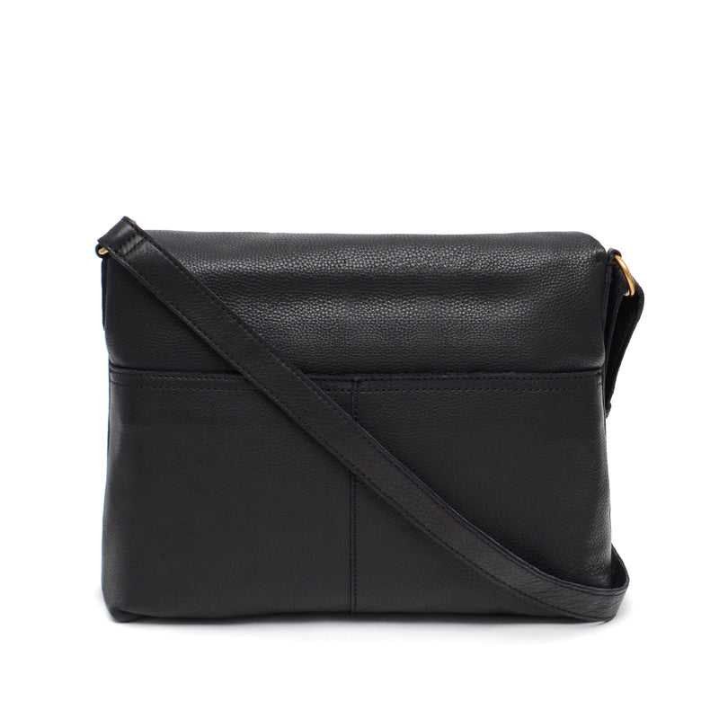 black leather crossbody backpack Mickey Double Zip Crossbody in Black