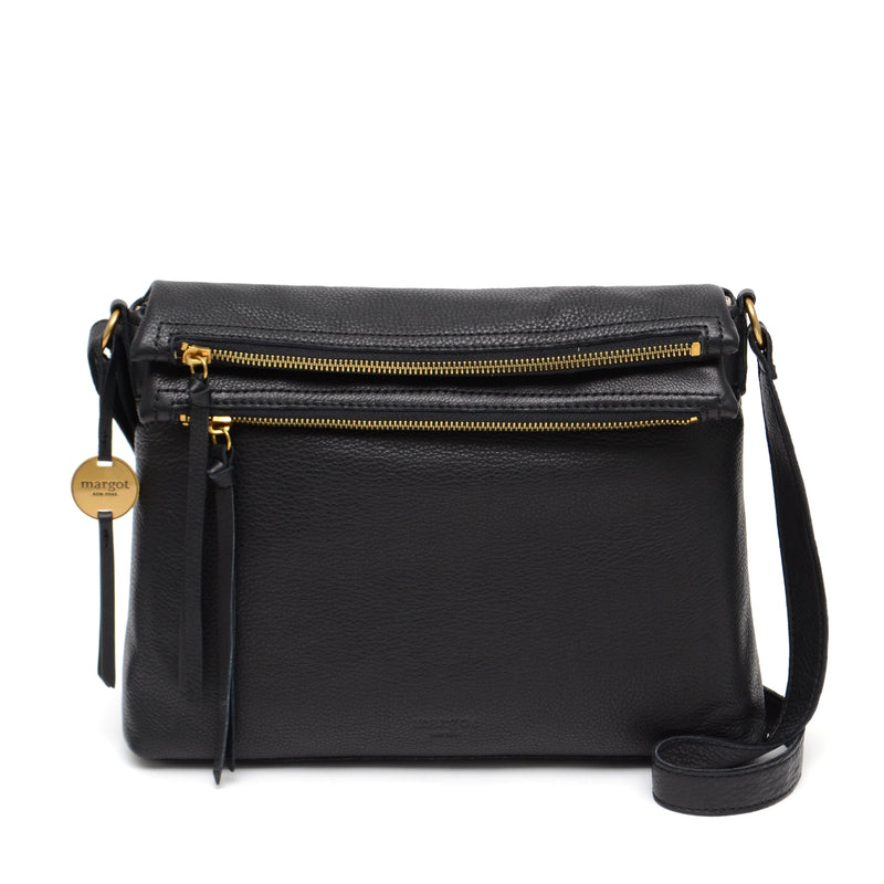 Margot New York Black Leather Crossbody Bag Purse | eBay
