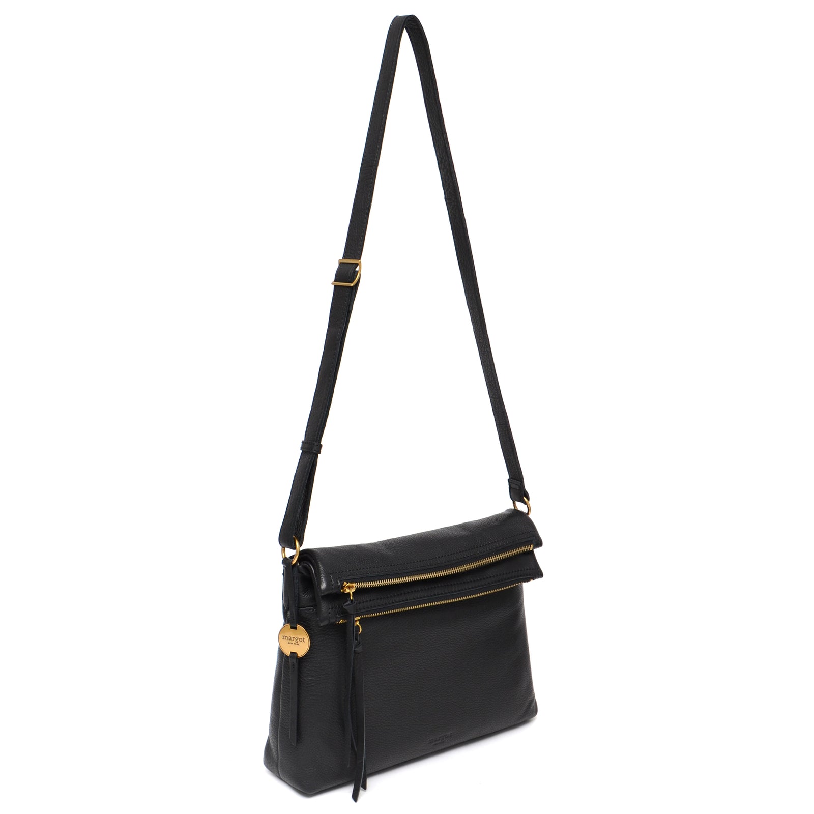 Mickey Double Zip Crossbody in Black Margot New York