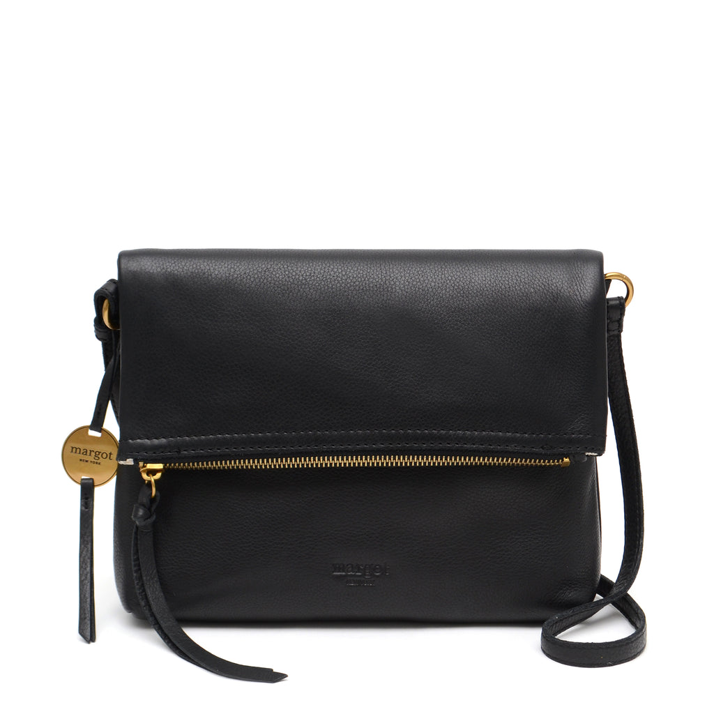 Margot Black Leather Crossbody Bag 