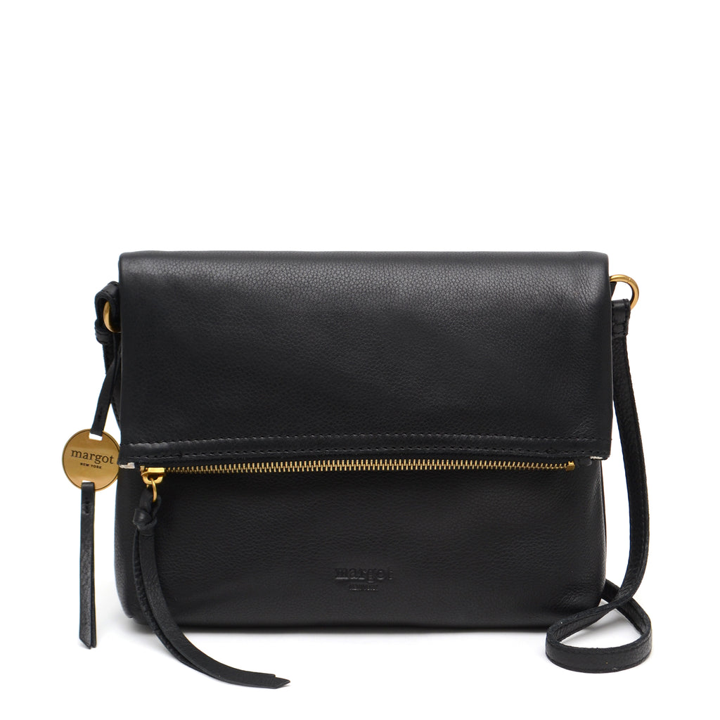Black foldover crossbody bag Clearance